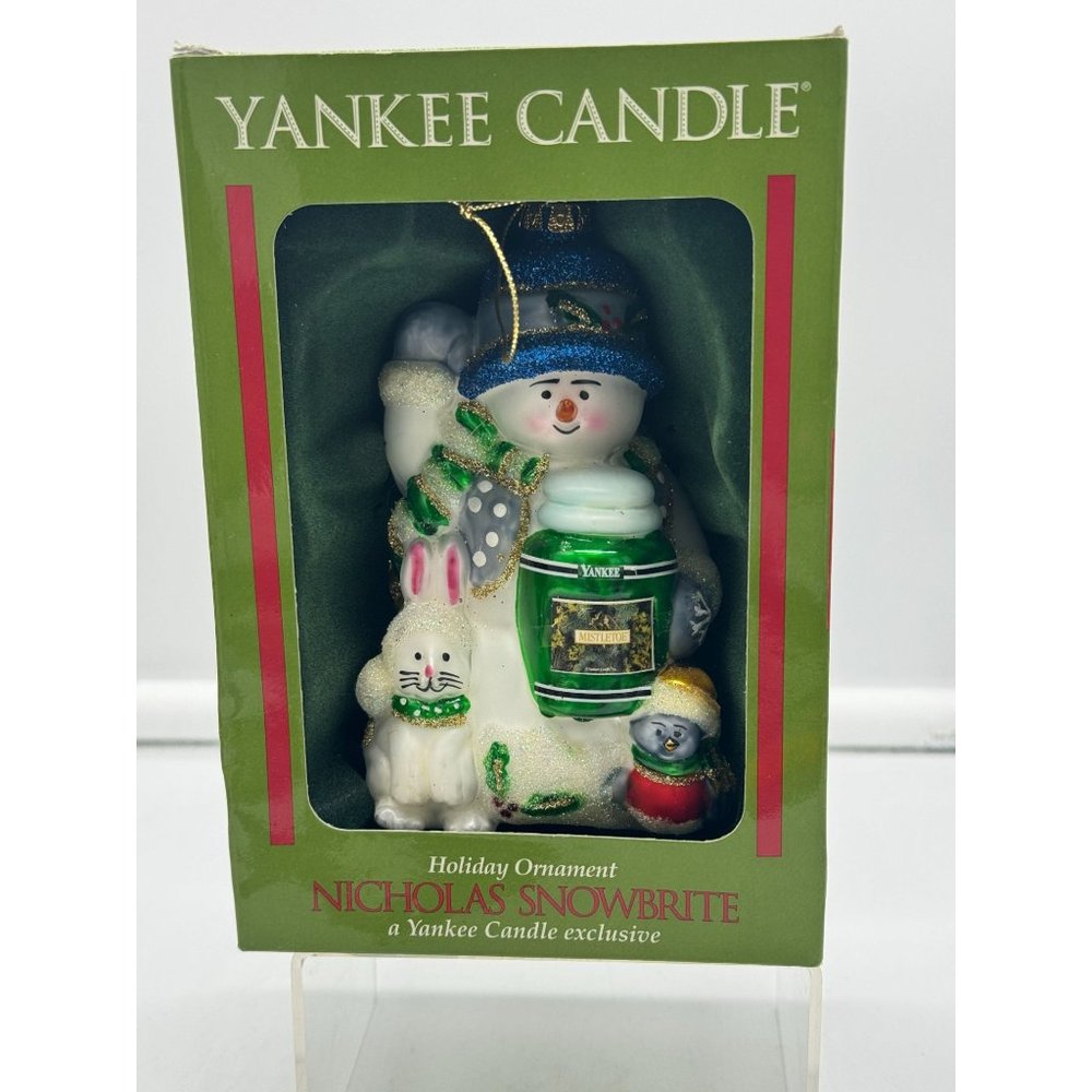 Yankee Candle Nicholas Snowbrite Glass Christmas Ornament NIB